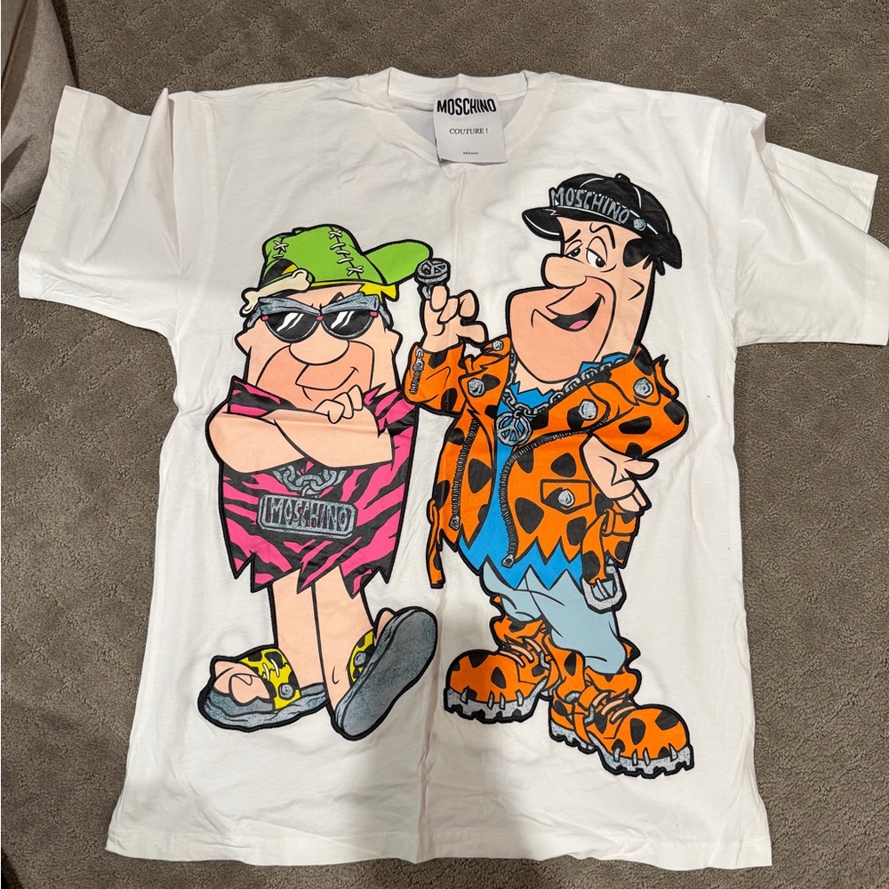 Moschino White T-Shirt with Cartoon Print